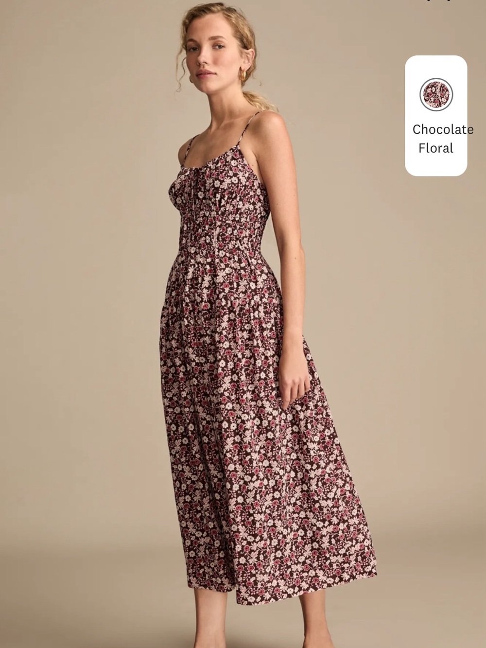 Lucky Brand Floral Midi Sundress with Spaghetti Straps